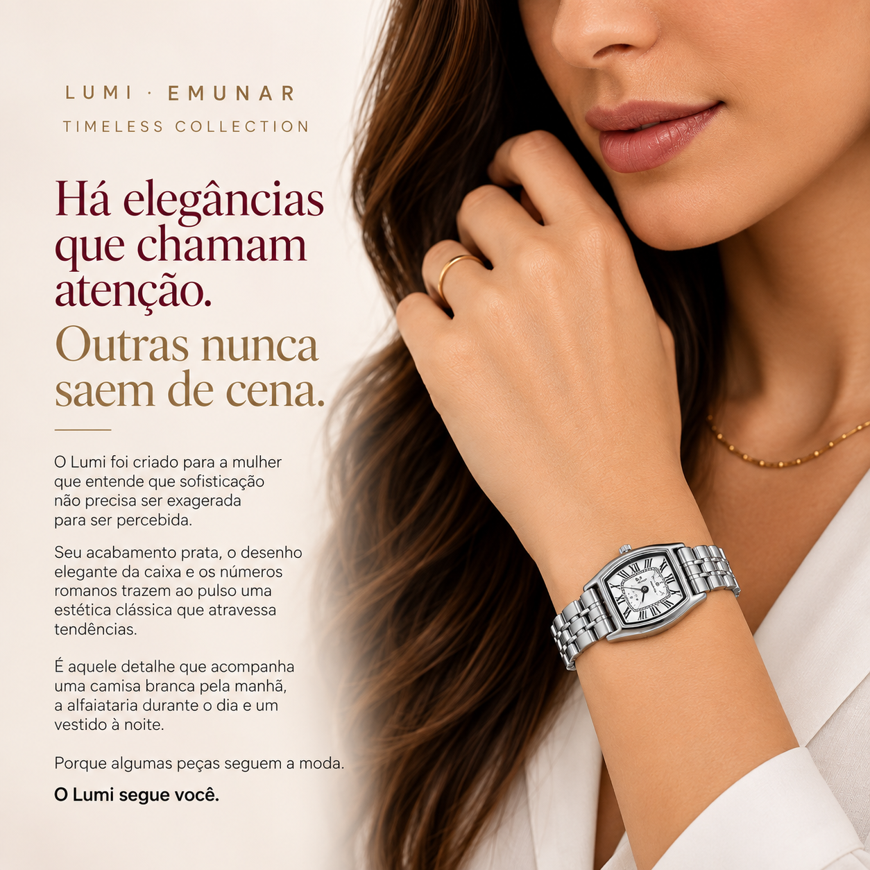 Relógio Feminino Lumi — Elegância Clássica em Aço Inox