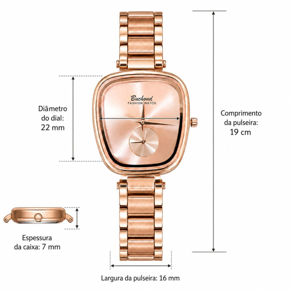 Relógio Feminino Zoe — Elegância Rosé em Aço Inox