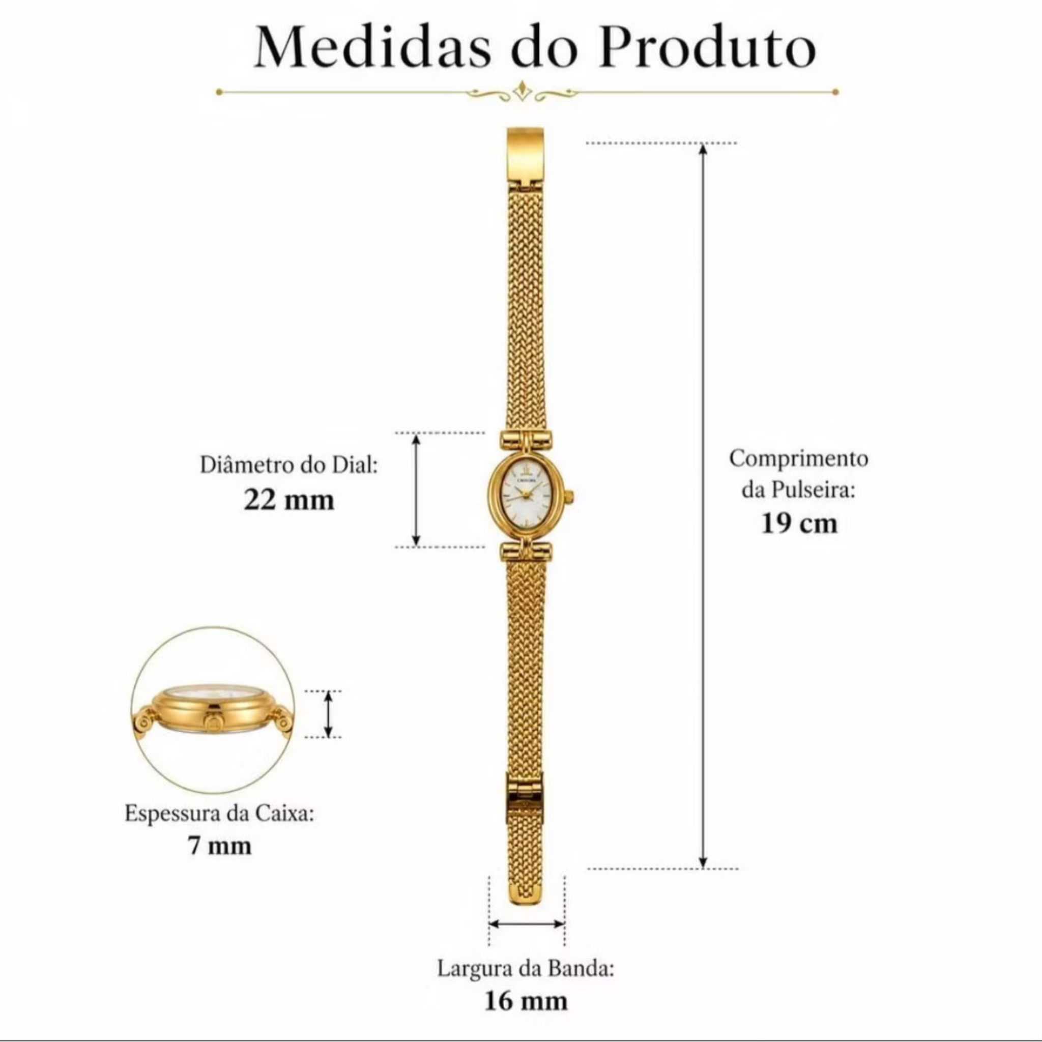 Relógio Feminino Liz Dourado em Aço Inox — Elegante e Clássico