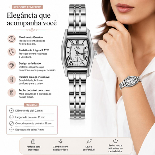 Relógio Feminino Lumi — Elegância Clássica em Aço Inox